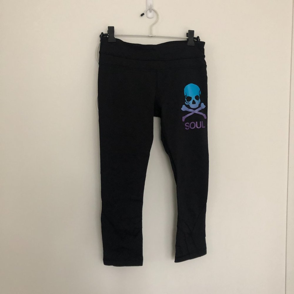 Lululemon X SoulCycle Skull Inspire Crop Black Mesh Leggings